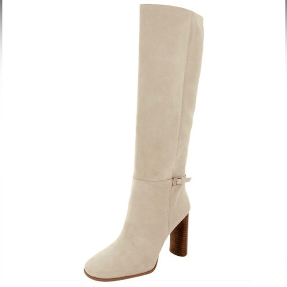 Franco Sarto Shoes - Franco Sarto Cassie Suede Womens Round Toe Tall Knee-High Boots, Cream, Size 8